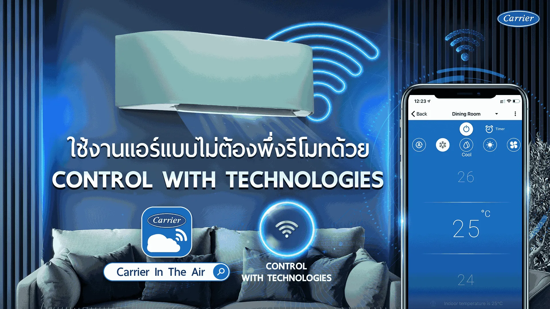 CONTROL WITH TECHNOLOGIES ฟีเจอร์สุดล้ำ ใช้งานแอร์แบบไม่ต้องพึ่งรีโมท